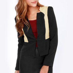 NWOT Lulus Neutral Day Black Cropped Jacket Size L